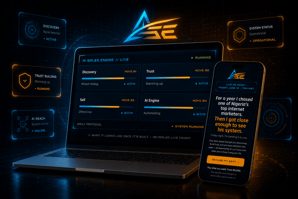 The AI Sales Engine shown on a laptop and phone